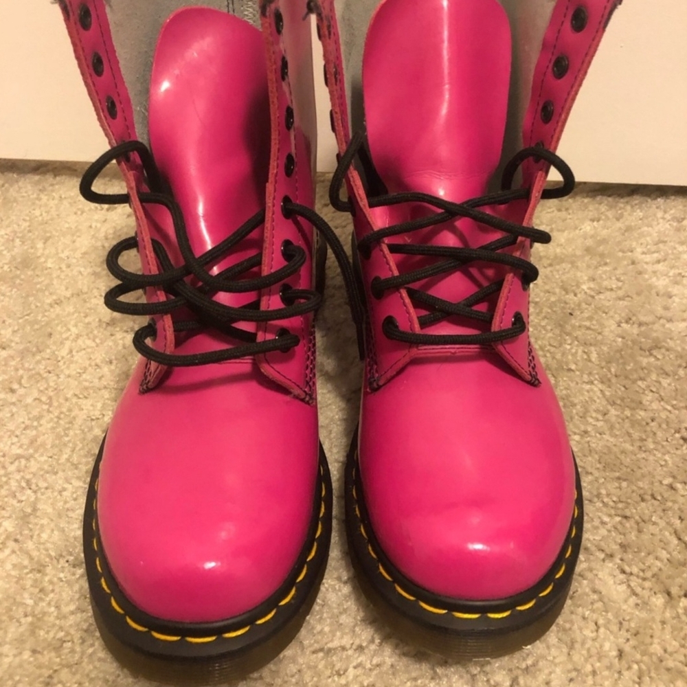 Pink Lace-Up Boots